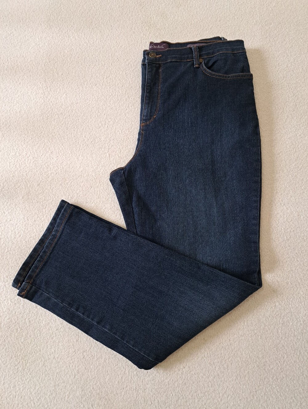 Gloria Vanderbilt Amanda Straight Leg Jeans Blue Denim Size 16 Casual Stretch